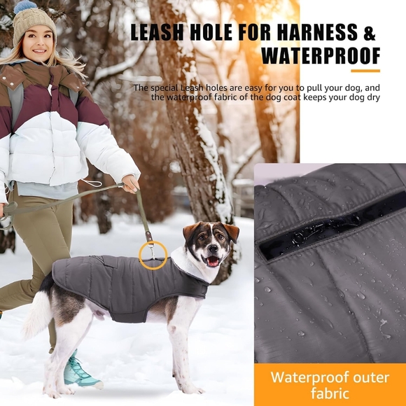 iBuddy Dog Winter Coats with Fleece Vest,Waterproof Warm Dog Snow Jacket - Picture 5 of 5